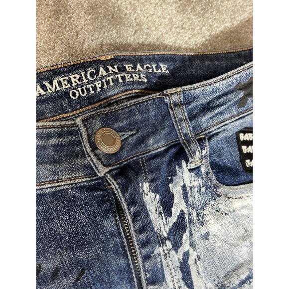 American Eagle Outf Womens Urban Skull High-Rise Skinny Jeans Sz 12 Graphic Pr - Picture 3 of 16